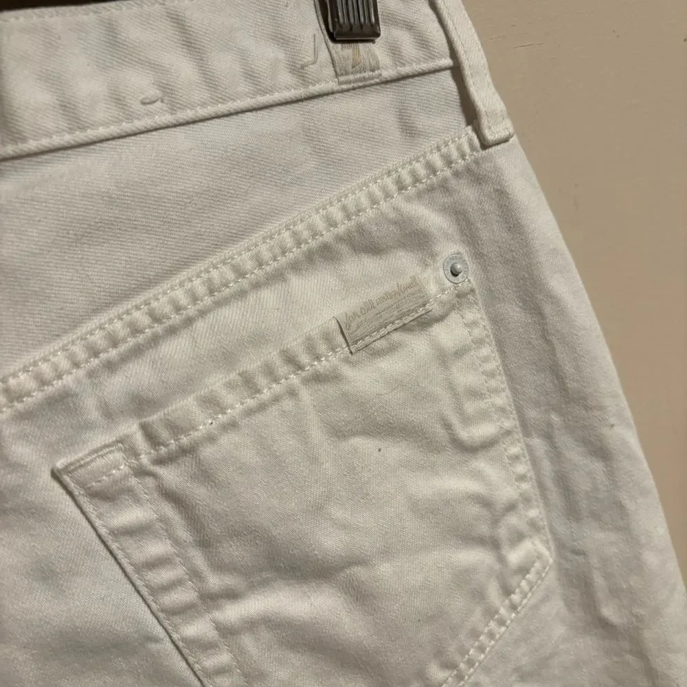 7 For All Mankind Monroe Revolve Cut Off Raw Hem Shorts Clean White- Size 25